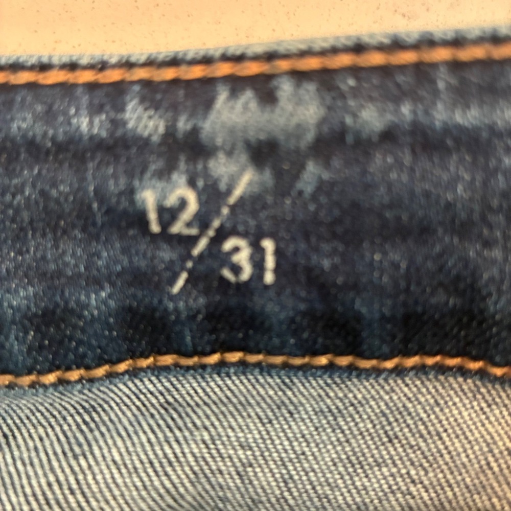 Liverpool Jeans Womens 12/31 Dark Blue Straight Leg Whiskered Stretch Cropped - Picture 10 of 16